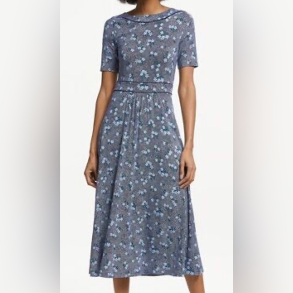 Boden Ava Stretch Jersey Knit Polka Dot Floral Midi Dress Size 6